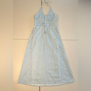 Universal Threads 14 Light Wash Denim Halter Top Maxi Dress boho coastal garden